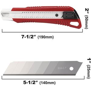 Couteau utilitaire robuste de 25 mm à verrouillage automatique, coupe-boîte rétractable avec 2 lames de rechange rapides et aiguisées KN HT0080 - Product Image 4