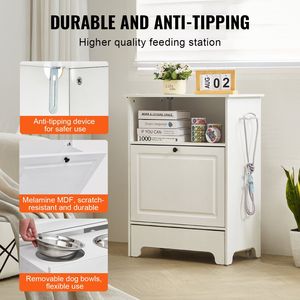 ที่วางชามอาหารสุนัข2ชั้นพร้อมตู้เก็บของเล่นและอาหาร - Product Image 6