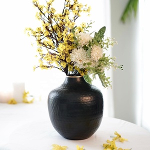 Handmade <b>Bud</b> Shape Metal Flower <b>Vase</b> Matt Black Hammered Design for Home Living Room Tabletop Decor Flower Pot - Product Image 3