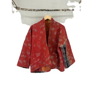 Chaqueta Kimono Corta Estilo Kantha Vintage para Mujer, Reversible, Acolchada, con Parches Teñidos y Bordados a Mano, Personalizable para Primavera/Otoño - Product Image 2