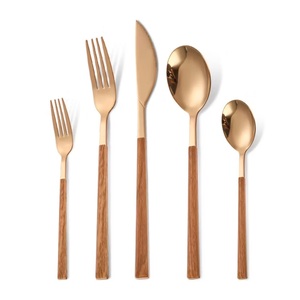 Cubiertos de acero inoxidable hechos a mano de alta calidad, juego de cubiertos de madera de olivo para el hogar, restaurante, comedor, vajilla vintage ecológica. - Product Image 5