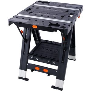 2-in-1 Portable Folding <b>Work</b> <b>Table</b> Large Load Capacity Sawhorse and Workbench with 2pcs Clamps <b>for</b> Woodworking - Product Image 6