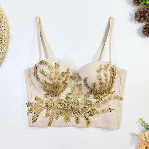 Top de tubo con bordado de perlas tridimensional y flores, con cuentas bordadas, para uso interior y exterior, estilo Pure Want - Product Image 2