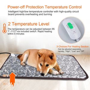 Alfombra Eléctrica Calefactora Impermeable para Perros y Gatos de 27.6x17.7 Pulgadas, Manta Térmica Ajustable Resistente a Mordeduras con Cable de Acero, Almohadillas y Tapetes para Mascotas - Product Image 2