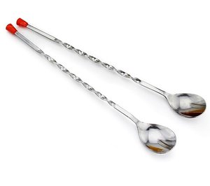 Wholesale Manufacturer Stainless Steel <b>Bar</b> Spoon with Red Knob Professional Mixing Cocktail Stirrer for Cocktails Beverages - Product Image 1