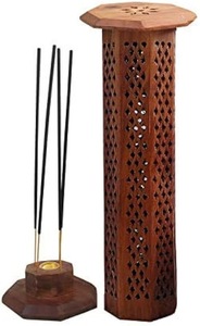 Quemador de Incienso Hexagonal de Madera Hecho a Mano con Recolector de Humo y Soporte para Varillas, para Aromaterapia y Meditación - Product Image 3