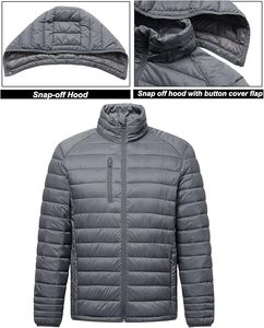 Women's Lightweight <b>Packable</b> Hooded Winter Quilted Puffer <b>Jacket</b> Detachable Sleeves Hat Zipper Closure Waterproof Polyester - Product Image 4