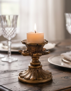 Support de bougie pilier texturé doré antique, décoration de table, centre de table, vente en gros - Product Image 2