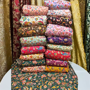 Tela Crepé Natural de Poliéster/Nylon/Metalizado de Peso Medio, Tejido de Punto por Urdimbre No Tejido de Alta Calidad HONEY LACE, con Diseño Floral/Adornos de Cuentas para Bodas - Product Image 1