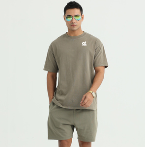 Camisetas de punto de manga corta para hombre, cuello redondo, algodón ecológico, antiarrugas, 120g, lavadas, con estampado DTG, modelo ET-045. - Product Image 1