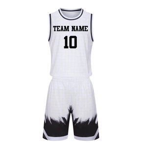 Custom White Black Basketball Uniform Set Sublimated Mesh Jersey <b>Shorts</b> Sports Kit Abstract Splatter OEM Quick Dry Teamwear - Product Image 2