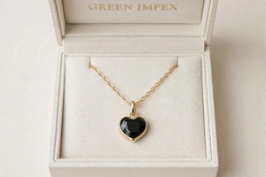 Collar con Colgante de Ónix Negro Natural de Grado AAA, Facetado en Forma de Corazón, con Engaste de Bisel, Joyería de Piedras Preciosas, Cadena de Eslabones Chapada en Oro, Regalo de Moda - Product Image 2