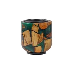 Quemador de Incienso Artesanal de Resina Epoxi y Madera Dura Oceanic Moonlight, Soporte para Varillas y Conos de Incienso para Yoga y Relajación - Product Image 1