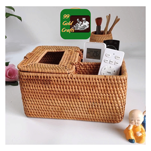 Boîte à mouchoirs en rotin fabriquée à partir de brins de rotin naturel pour le rangement des mouchoirs et la décoration, fabriquée au Vietnam. - Product Image 1