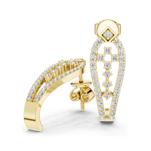 ZAWO HOUSE for Certified Gold Plated Silver Lab Grown Brilliant Cut Diamond <b>Stud</b> <b>Earrings</b> Unique Modern <b>Chain</b> Design Wedding - Product Image 6