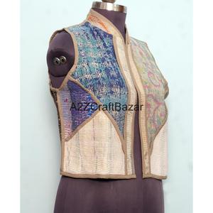Handmade 100% Pure Cotton Kantha Women's <b>Quilted</b> Breathable Printed Non Woven Floral <b>Pattern</b> Vintage Winter/Autumn <b>Jacket</b> Logo - Product Image 4