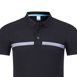 Polo en polyester noir pour homme avec bandes réfléchissantes, respirant, uniforme de travail tendance - Product Image 5