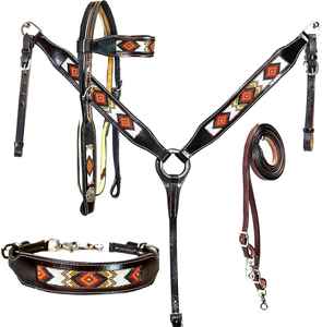 Meilleure qualité en cuir pur équestre Western équitation Tack fait à la main perlé Headstall cuirasse avec Logo personnalisé - Product Image 1
