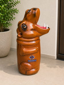 2026 Monkey Shaped Fiberglass Dustbin Outdoor Waste <b>Bin</b> Decorative Cylindrical Open Top Recyclable Use Me - Product Image 5
