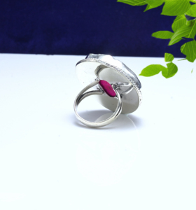 Anillo de Plata de Ley 925 con Druzy Rosa – Anillo de Joyería con Piedra Preciosa Natural para Ella - Product Image 2