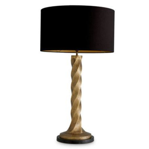 Lámpara de Mesa Moderna de Latón con Pantalla de Tela Negra, Bombilla E27, Control de Interruptor, Luz Decorativa para Decoración de Dormitorio - Product Image 1