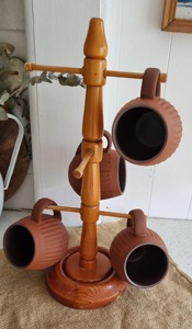 Natural Beech Wood Tree Mug Holder 6 Hooks Counter Top Cup <b>Rack</b>, Thickened Base Mug Tree for <b>Kitchen</b> Counter Cups <b>Rack</b> - Product Image 6