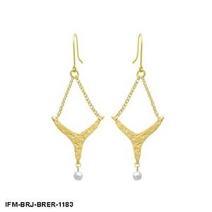 Pendientes Colgantes en Forma de Y Hechos a Mano con Latón Texturizado, Perlas Simuladas, Resistentes al Deslustre, Acabado Dorado de Poliuretano, Regalo para Mujer - Product Image 2