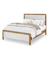 Cadre de lit capitonné Queen Pindel Handicraft de style transitionnel avec tête et pied de lit en tissu, garniture en bois clouté et plateforme souple