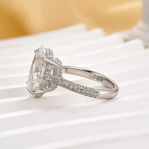 Bague de fiançailles classique en moissanite ovale 925, bague de voyage en argent sterling plaqué or blanc, bague en moissanite à vendre pour l'exportation - Product Image 2