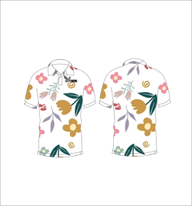 เสื้อโปโลผู้ชายลายดอกไม้แบบนามธรรม พิมพ์ลายทั่วตัว แขนสั้น สไตล์ลำลอง สำหรับเล่นกอล์ฟ - Product Image 2