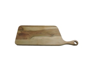 Planche à découper rectangulaire en bois avec poignée, finition naturelle, planche de cuisine monobloc - Product Image 1