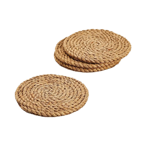 Brown Jute Rope Coasters Handmade Round <b>Table</b> Coasters for Tea Coffee Cups Home Decor - Product Image 1