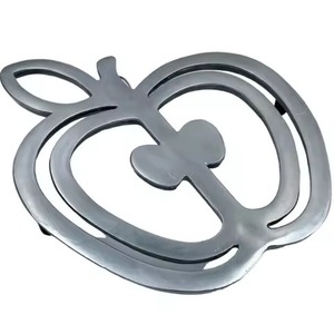 <b>Trivets</b> silver finish round metal <b>trivet</b> featuring two birds nesting design for hot dishes and table protection <b>trivets</b> - Product Image 3