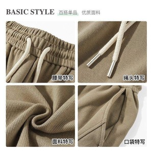 Pantalones Cortos Bermuda Casuales de Algodón para Hombre, Color Sólido, Cintura con Cordón, Bolsillos, Transpirables, Corte Medio, Tejido - Product Image 6
