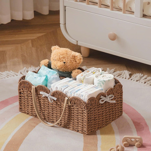 Cesta para Pañales de Bebé, Tejida a Mano, Ecológica, Versátil, para Artículos Esenciales de Guardería Moderna - Product Image 4