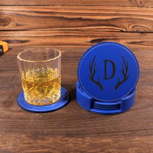 Custom Genuine Leather Coasters Set Decorative <b>Table</b> Mat Wholesale Waterproof Beverage Mug Pad Home Accessories LC-0031B - Product Image 3