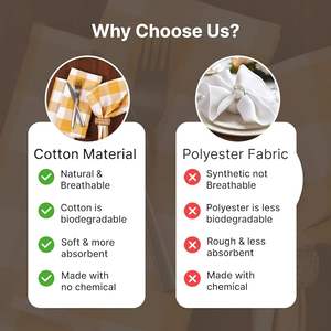 Servilletas de Tela de Cocina Navideñas Modernas Hechas a Mano, Diseño a Cuadros Amarillo y Blanco, de Algodón, Lavables y Reutilizables, para Decoración de Mesa - Product Image 6