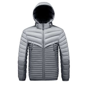 Manteau décontracté à capuche et col montant pour homme, collection automne-hiver 2026, en polyester rembourré, chaud et doublé polaire, avec design côtelé pour l'extérieur - Product Image 5