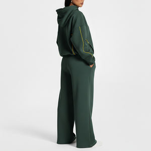 Custom <b>Running</b> Gym Wear Women Set Polyester/Cotton Baggy Hoodie& Straight Leg Trouser Football Training Tracksuit - Product Image 6