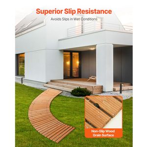 Passerella da Giardino Curva in Legno Antiscivolo 7 ft x 17 con Cavo in Acciaio per Esterni, in Cedro, per Paesaggistica e Giardino - Product Image 5