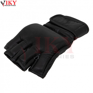 Guantes de Entrenamiento de MMA Minimalistas Negros Lisos de Cuero Genuino, Reutilizables, OEM, ODM, del Mejor Proveedor, Duraderos, Modernos y de Última Tendencia - Product Image 3
