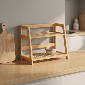 <b>2</b> Tier Wooden Display Organizer <b>For</b> <b>Kitchen</b> Organization And Home Storage Rack Tabletop Decorative Utility Stand From India - Product Image 4