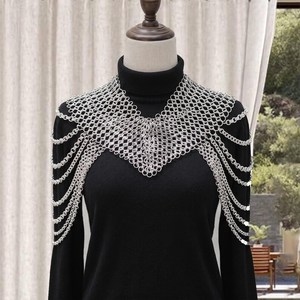 <b>Silver</b> Plated Stainless Steel Chainmail Collar Irregular Fashion Armor Wedding Jewelry for Clothing - Product Image 3