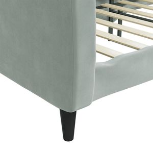 Lit de Jour Double en Bois Massif avec Revêtement en Velours Gris Clair et Métal Contreplaqué – Design Élégant de Canapé-Lit - Product Image 6