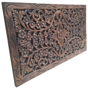 แผ่นผนังตกแต่งไม้สักรีไซเคิล |   งานแกะสลักลายมือทำขายส่ง - Product Image 2