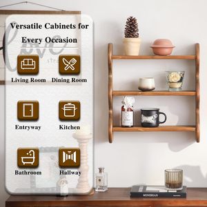 ชั้นวางของติดผนังไม้เนื้อแข็ง 100% 3 ชั้น, ชั้นวางของแบบลอยติดผนังสไตล์เรสติก, ชั้นวางของตกแต่งบ้านสไตล์ฟาร์มเฮาส์ - Product Image 3