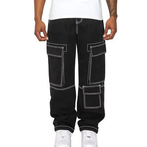 High Quality Custom Canvas Lightweight Breathable Cargo <b>Joggers</b> Multi Pocket Ripped <b>Slim</b> Fit Casual Wash Straight Trouser Baggy - Product Image 2