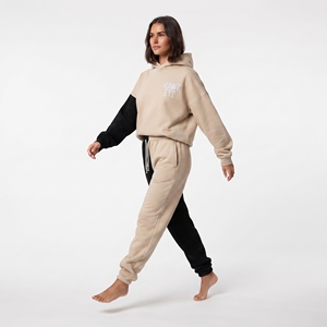Conjunto Deportivo de Dos Tonos para Mujer, en Felpa de Algodón Grueso, Sudadera Oversize con Hombros Caídos y Pantalones Jogger con Cordón Ajustable - Product Image 2