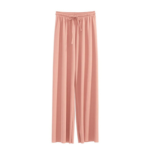Pantalon droit décontracté d'été pour femme, respirant, écologique, taille haute élastique, coupe ample, en molleton, séchage rapide, 100 % coton - Product Image 1