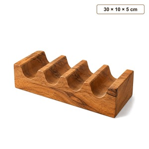 Support à tacos en bois de manguier à 4 emplacements |   Articles de cuisine artisanaux en gros - Product Image 1